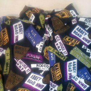 Vintage Saxony World Famous Streets Roads Sign Names Silk Shirt